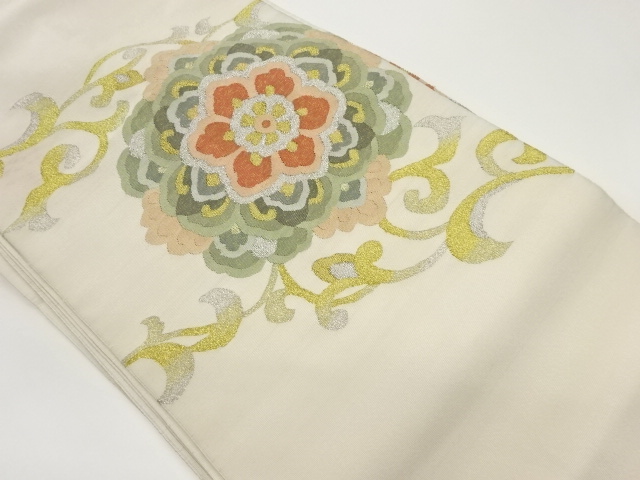 JAPANESE NAGOYA OBI / WOVEN FLOWER CREST